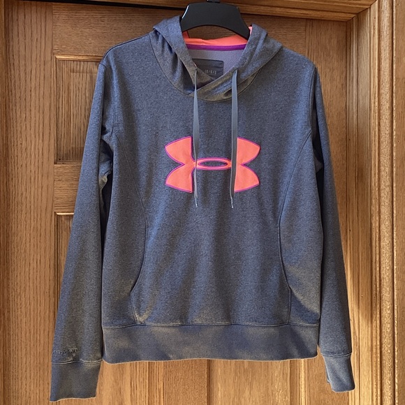 Under storm Armour Charcoal Hoodie with Neon orange Emblem. Women’s size large - Picture 1 of 14